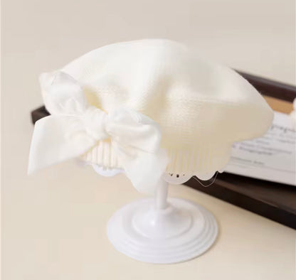 Knit Bow Beret Bonet