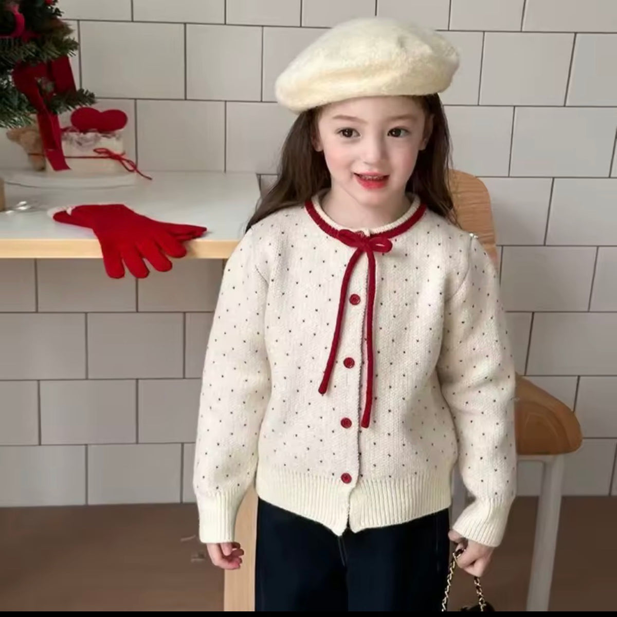 Embroidered personalised Girls Knit Cardigan