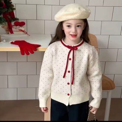 Embroidered personalised Girls Knit Cardigan