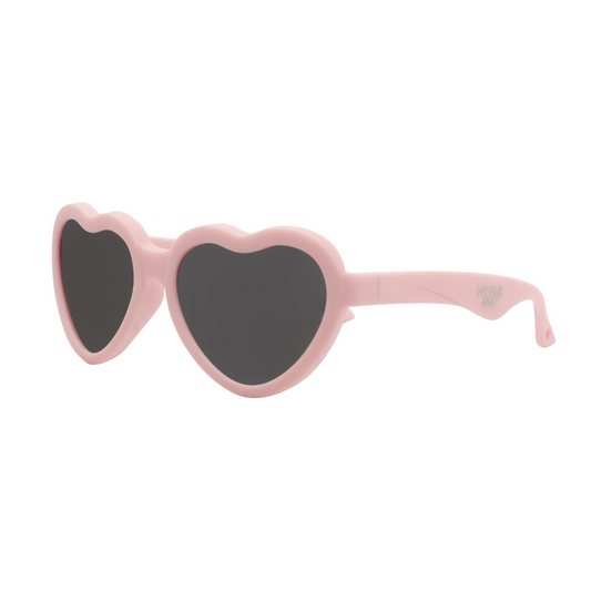 Sun protective kids heart shaped baby sunglasses in rose 