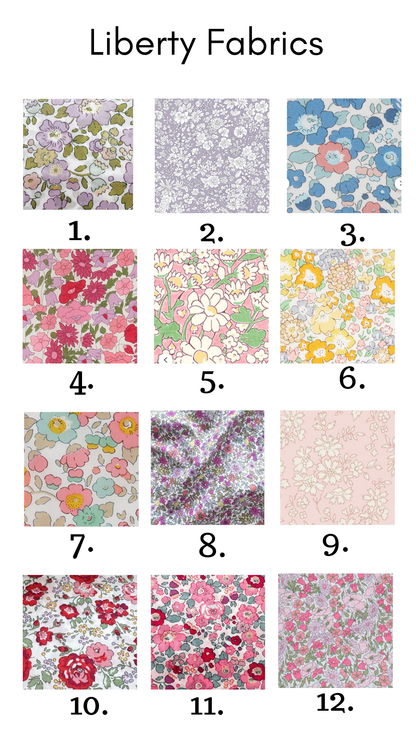 Grid of Liberty Fabrics with 12 different patterns.