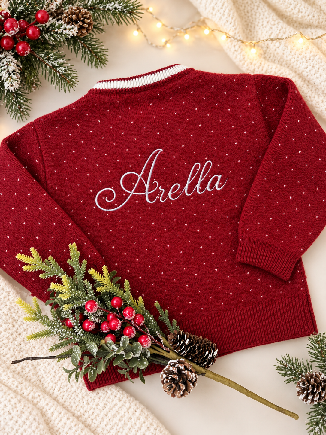 Embroidered personalised Girls Knit Cardigan