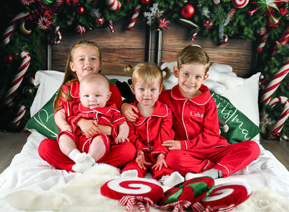 Personalised Embroidered Red Cotton Pjs