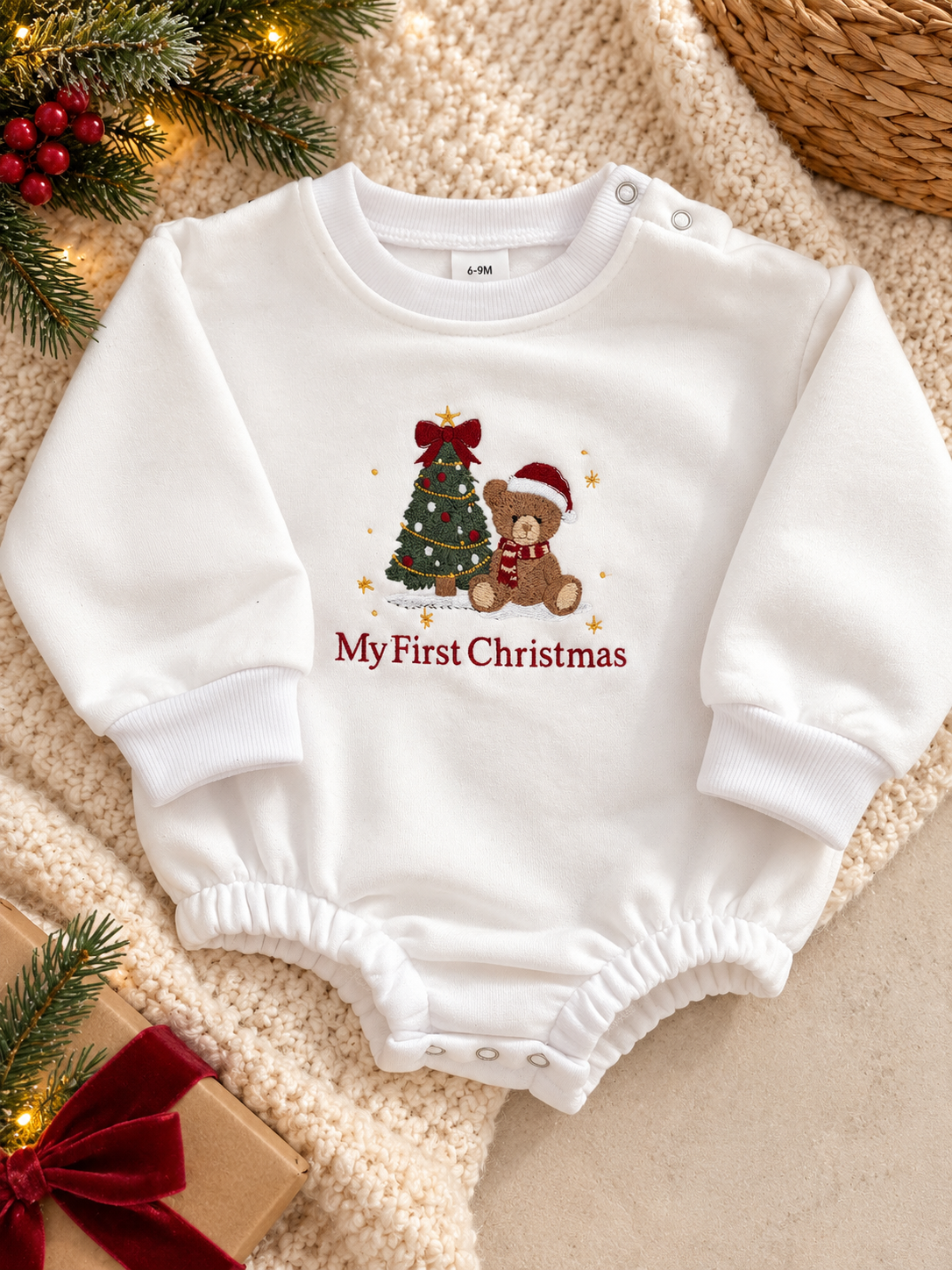 My First Christmas Fleece Romper